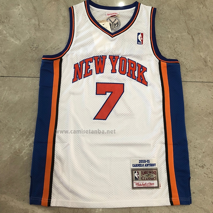 Camiseta New York Knicks Carmelo Anthony NO 7 Mitchell & Ness 2010-11 Blanco
